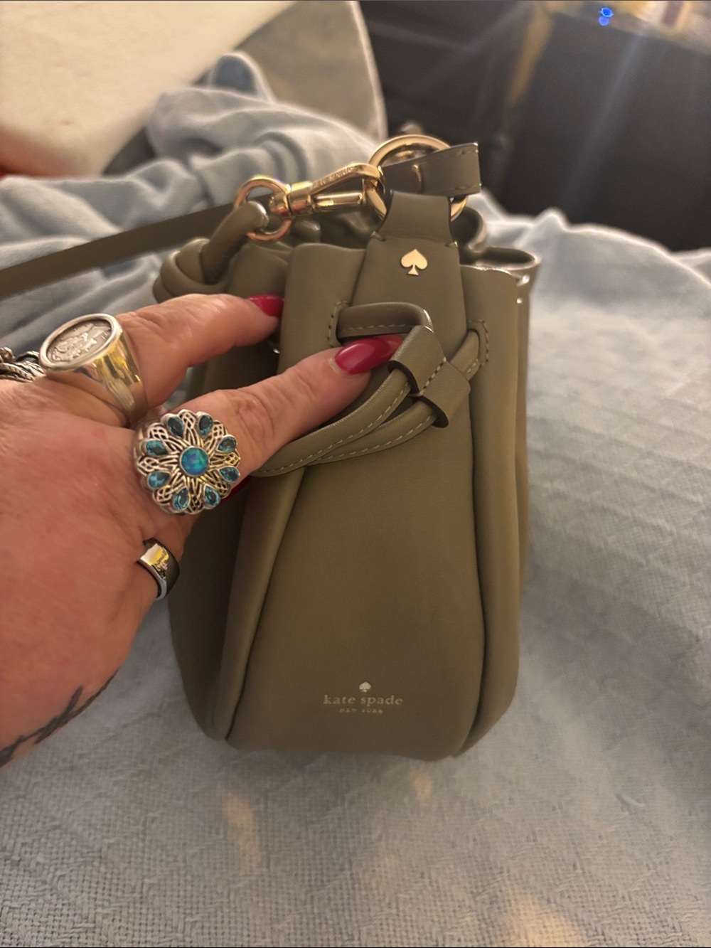 Kate Spade Olive Green Small Leather Crossbody Bag